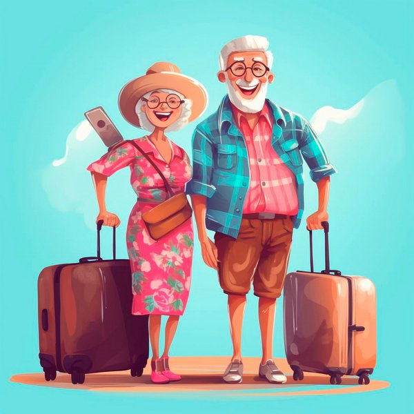 бабушка и дедушка едут в путешествие