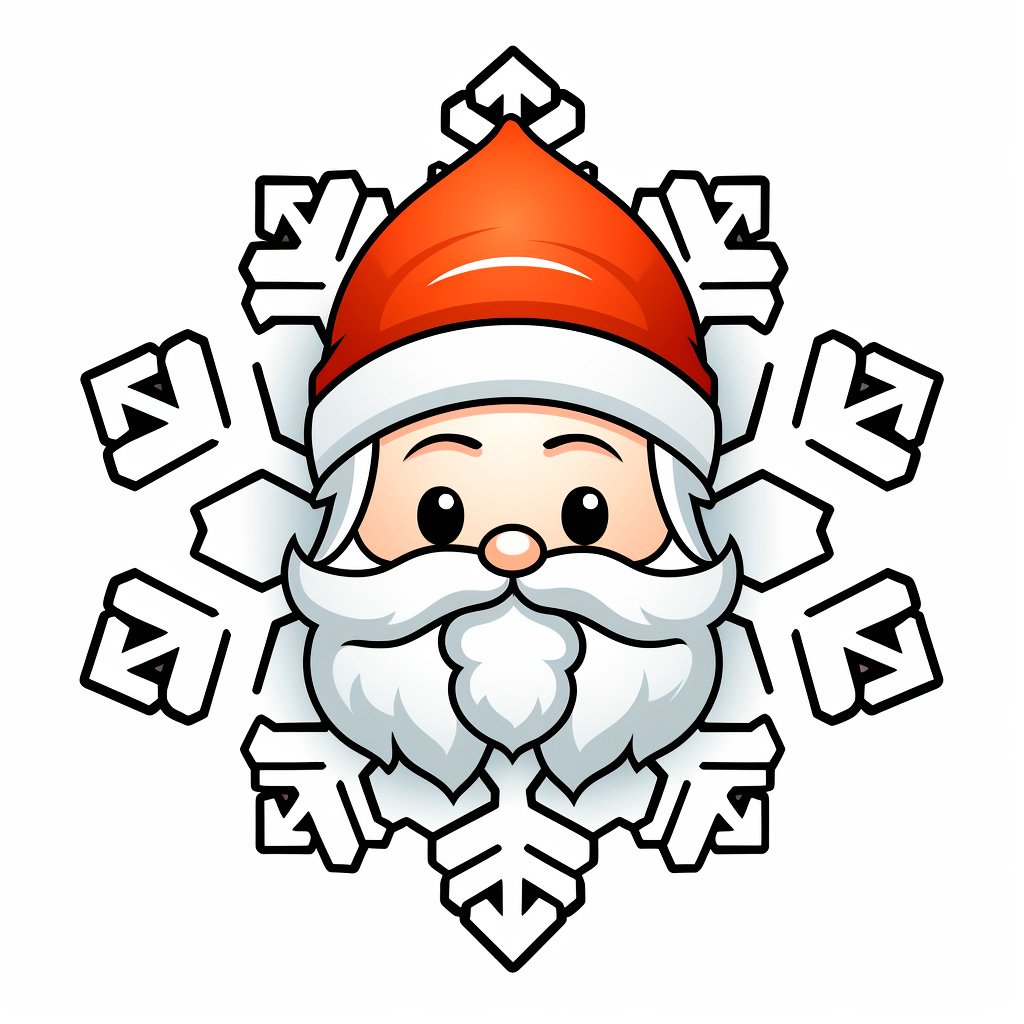 картинки снежинок для распечатки цветные Санта Клаус