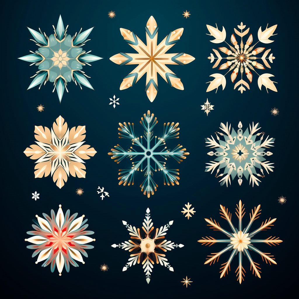 картинки маленьких снежинок для распечатки цветные
