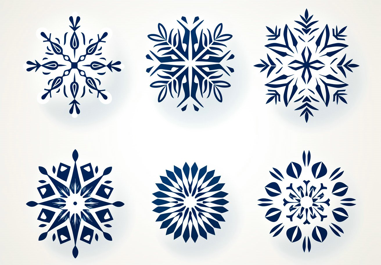 картинки снежинок для распечатки синие